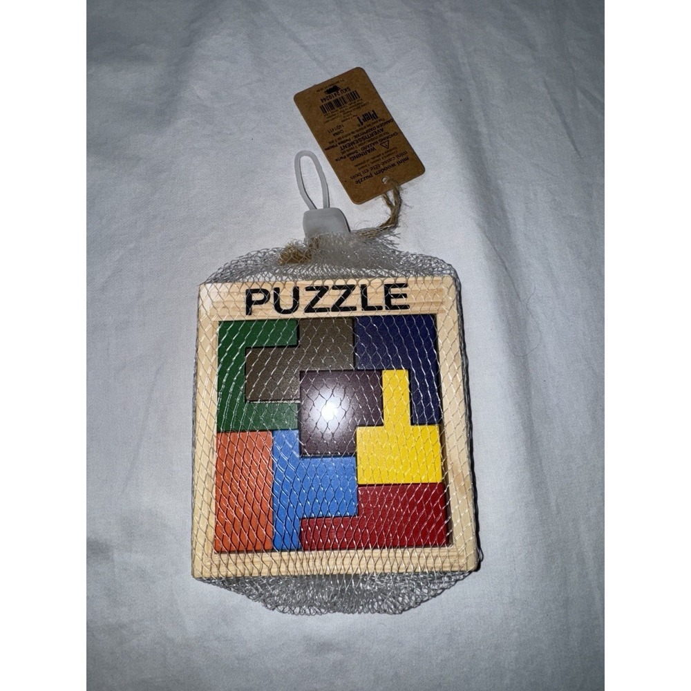 Pier 1 Mini Wooden Brain Teaser Puzzle Colorful Square Blocks Kids Gift 2410244